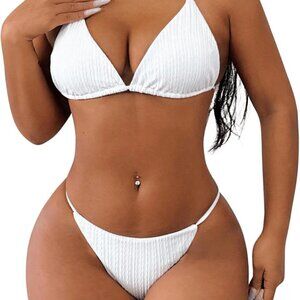 NWT White Halter Bikini Set - X-Large